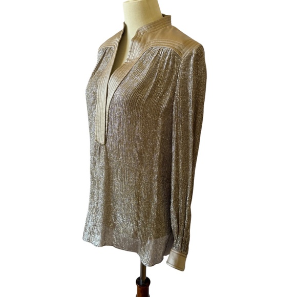 TORY BURCH CASPIAN METALLIC LAME TUNIC TOP HOLIDAY SPARKLY FLOWY ELEGANT LUXE 2 - Picture 4 of 12